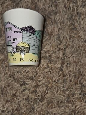 Vermont Scenic Ceramic Shot Glass - Pastel Farm Illustration